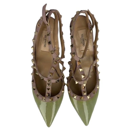 Valentino Rockstud Enkelsandaal met Bandje in Groene Patenten Leer - Image 2