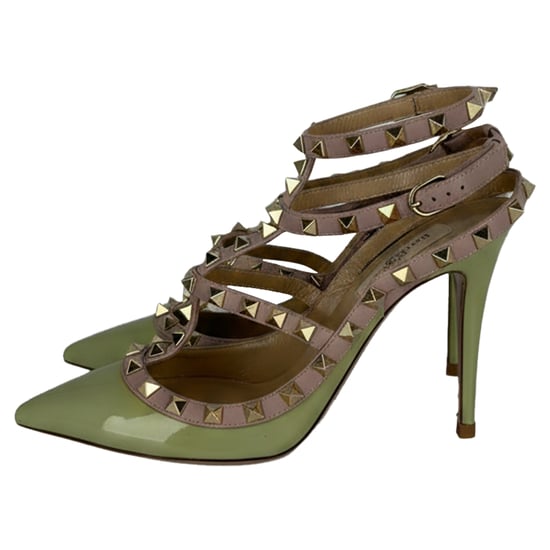 Valentino Rockstud Enkelsandaal met Bandje in Groene Patenten Leer - Image 3