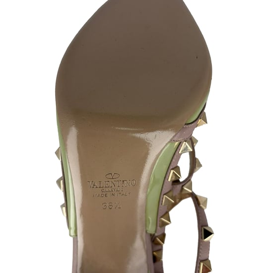 Valentino Rockstud Enkelsandaal met Bandje in Groene Patenten Leer - Image 4
