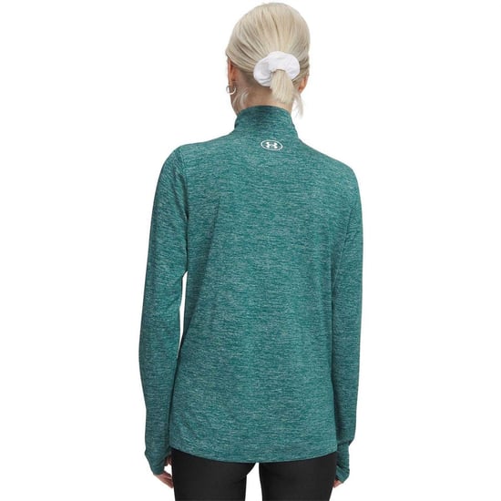 Under Armour Dames-top met halve rits en textuur (Groen) - Image 2