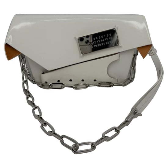 Maison Margiela Kleine Snatched Schoudertas van Witte Glanzende Leder - Image 2