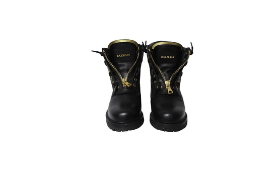 Balmain Taiga Enkellaarsjes van Zwart Leer - Image 2