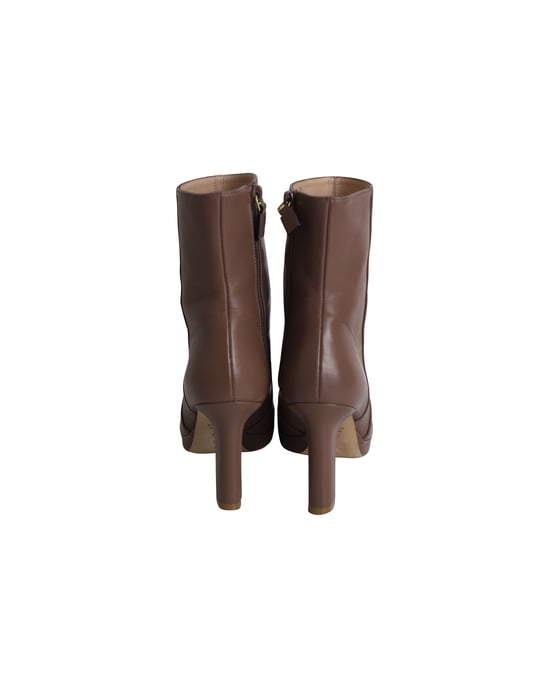 Stuart Weitzman Rosalind 90 Platform Enkellaarsjes in Bruin Leer - Image 4