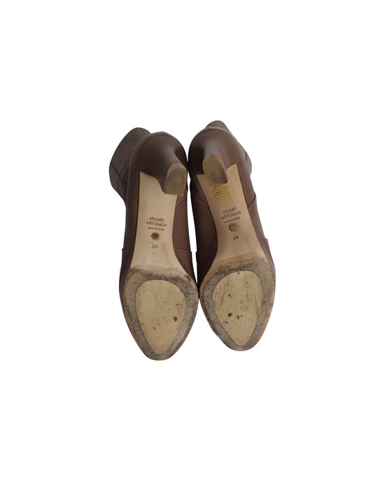 Stuart Weitzman Rosalind 90 Platform Enkellaarsjes in Bruin Leer - Image 5