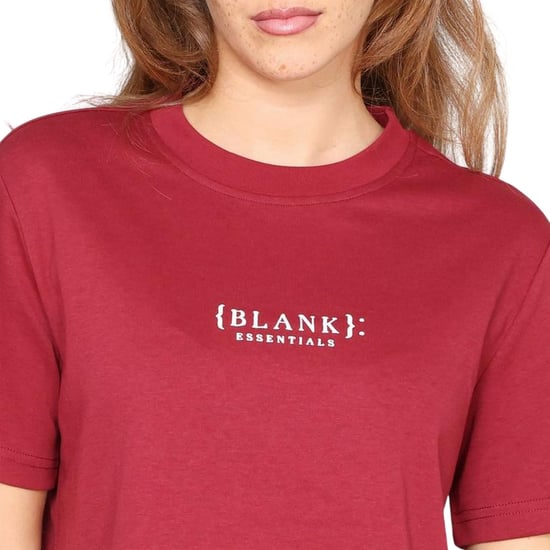 Blank Essentials Dames-T-shirt met logo uit de Essentials-collectie in boyfriend-stijl (Bourgondië) - Image 4
