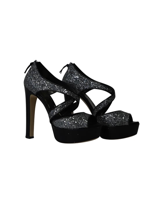 Miu Miu Platform Hakken in Zilveren Glitter - Image 3