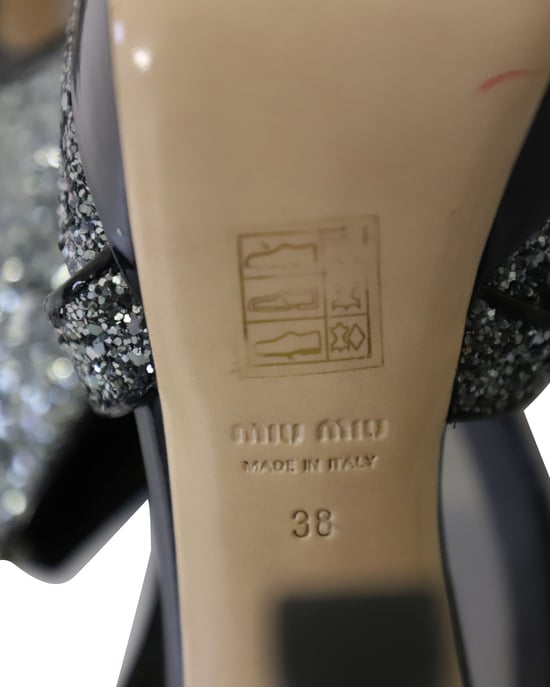 Miu Miu Platform Hakken in Zilveren Glitter - Image 6