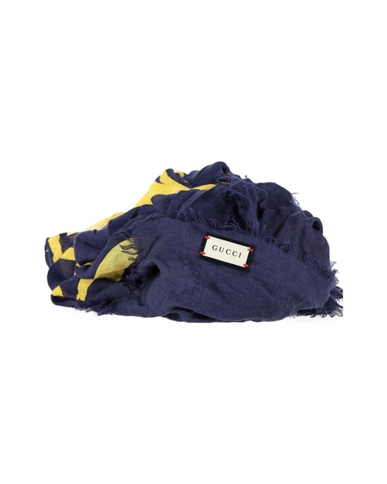Gucci Logo Schijf Sjaal in Navy Blauw Katoenzijde - Image 2