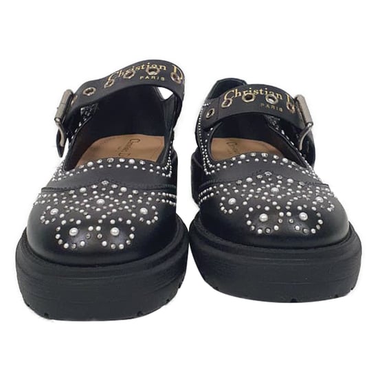 Dior D-Society Baby Versierde Mary Jane Flats in Zwart Leer - Image 2