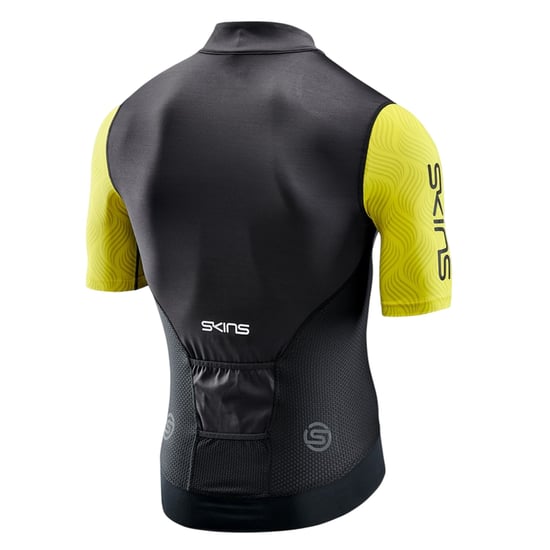 Skins Heren Elite fietsshirt met hoge kraag (Geel/zwart) - Image 2