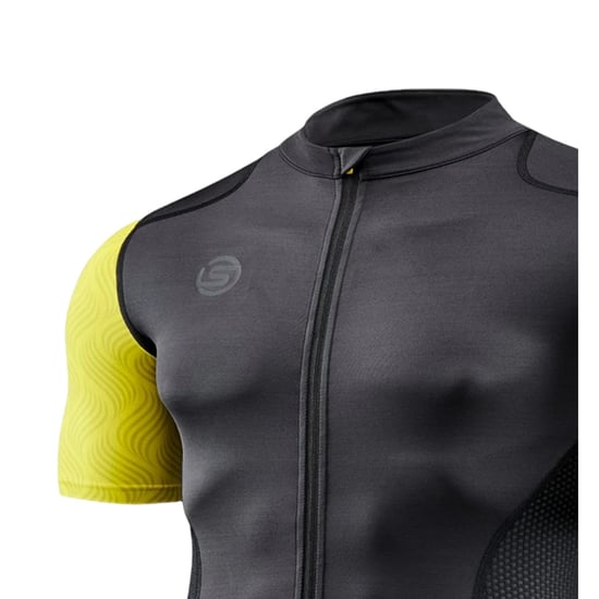 Skins Heren Elite fietsshirt met hoge kraag (Geel/zwart) - Image 3
