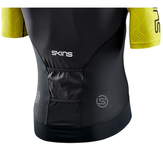 Skins Heren Elite fietsshirt met hoge kraag (Geel/zwart) - Image 4