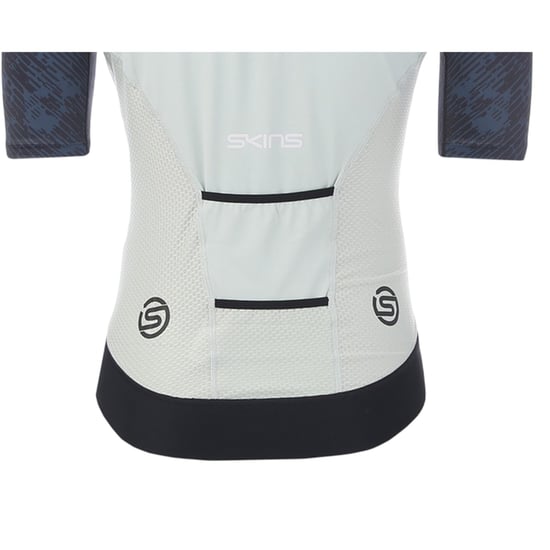 Skins Heren Elite fietsshirt met hoge kraag (Blauw/Wit) - Image 4