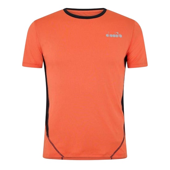 Diadora Heren-hardloop-T-shirt met logo en ronde hals (Oranje/zwart) - Image 1