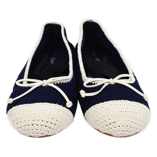 Miu Miu Gehaakte Ballerina's met Teenkap in Donkerblauw Katoen - Image 2