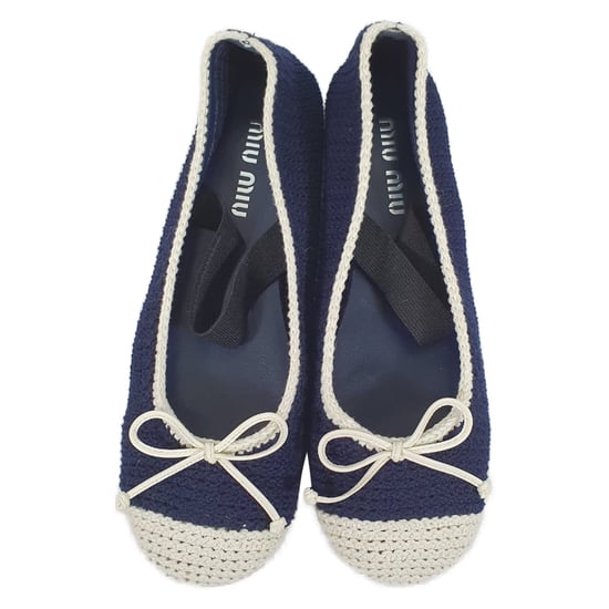 Miu Miu Gehaakte Ballerina's met Teenkap in Donkerblauw Katoen - Image 5