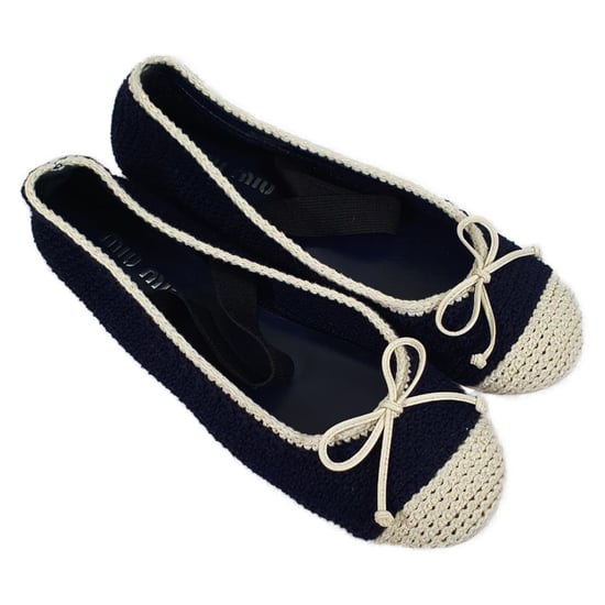 Miu Miu Gehaakte Ballerina's met Teenkap in Donkerblauw Katoen - Image 6