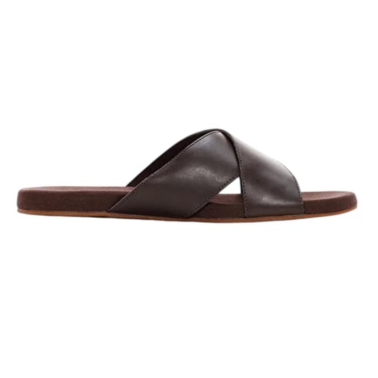 Timberland Heren leren platte sliders met kruisband (Gaucho) - Image 1
