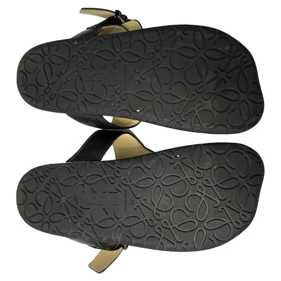 Loewe Ease Versierde Teenslippers van Zwart Lam leer - Image 6