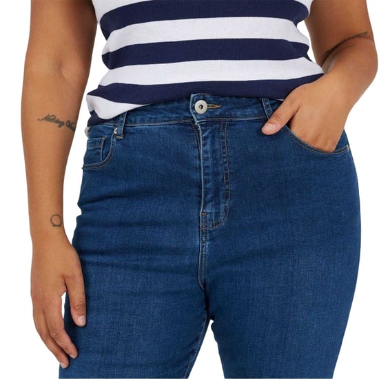 Brave Soul Damesjeans met wijde pijpen en hoge taille in grote maten (Middenblauw) - Image 3