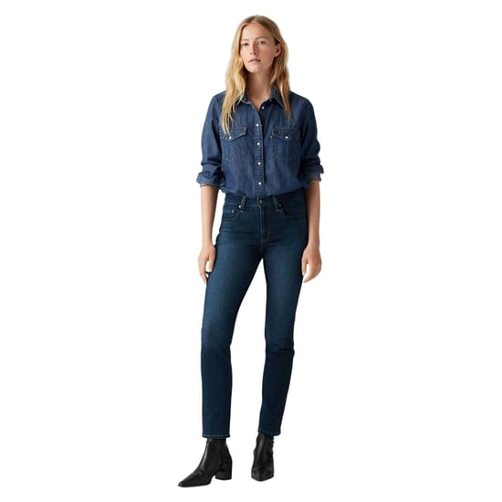 Levis Dames/Dames Hoog Rechte Jeans (Blauw) - Image 1