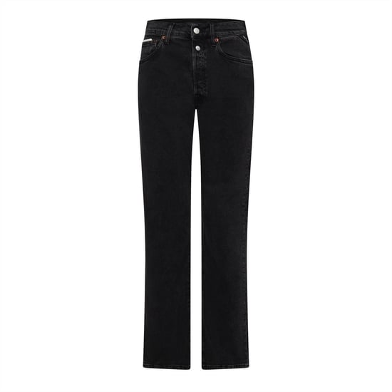 Replay Damesjeans van katoenen denim met dubbele knoopsluiting en recht model (Zwart) - Image 1