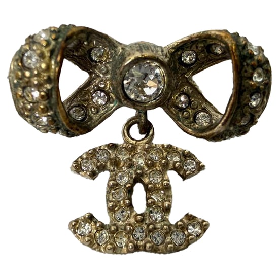 Chanel Kristallen CC Strik Dangle Oorbellen in Goudmetaal - Image 5