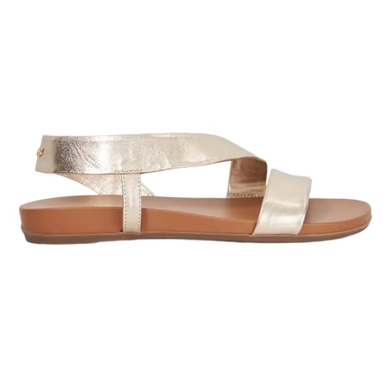 Dune London Dames/Dames Lucina Leren Platte Sandalen (Goud) - Image 1