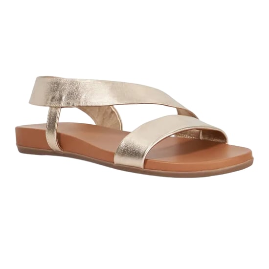 Dune London Dames/Dames Lucina Leren Platte Sandalen (Goud) - Image 3