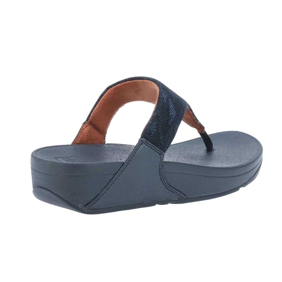 Fit Flop Dames/Dames Lulu Glitz Toe Post Wedge Sandalen (Marine) - Image 2