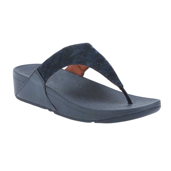 Fit Flop Dames/Dames Lulu Glitz Toe Post Wedge Sandalen (Marine) - Image 4