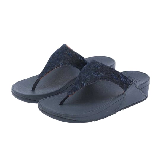 Fit Flop Dames/Dames Lulu Glitz Toe Post Wedge Sandalen (Marine) - Image 5