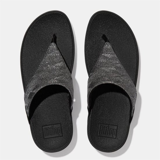 Fit Flop Dames/Dames Lulu Glitz Toe Post Wedge Sandalen (Zwart) - Image 3