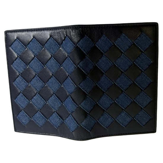 Bottega Veneta Intrecciato Kleine Bi-Fold Portemonnee in Marineblauwe Denim en Leder - Image 3