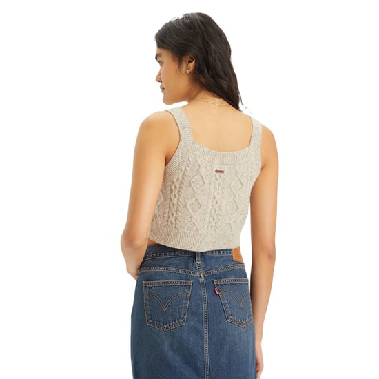 Levis Korte tanktop met kabelpatroon voor dames (Havermout Heather) - Image 3