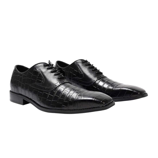 Giorgio Oxford-schoenen voor heren van Croc-volnerfleer (Zwart) - Image 3