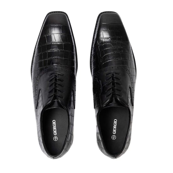 Giorgio Oxford-schoenen voor heren van Croc-volnerfleer (Zwart) - Image 4