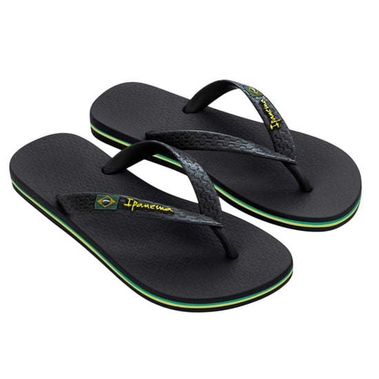 Ipanema Platte teenslippers voor dames met de Braziliaanse vlag (Zwart) - Image 1
