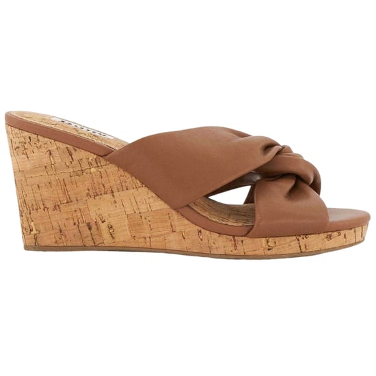 Dune London Leren muiltjes met sleehak en gedraaide knoop voor dames (Tan) - Image 1