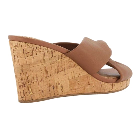 Dune London Leren muiltjes met sleehak en gedraaide knoop voor dames (Tan) - Image 2