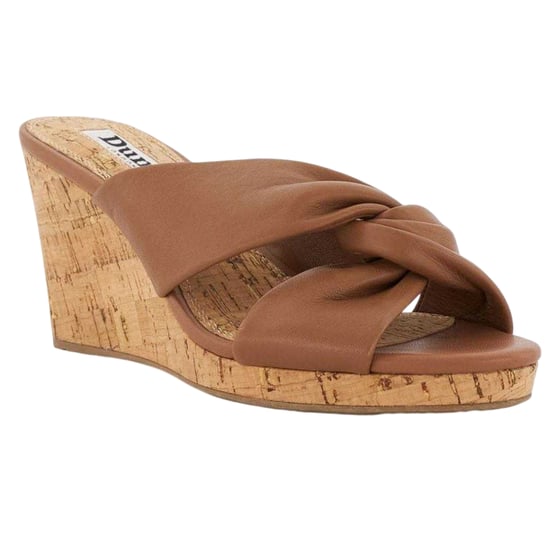 Dune London Leren muiltjes met sleehak en gedraaide knoop voor dames (Tan) - Image 4