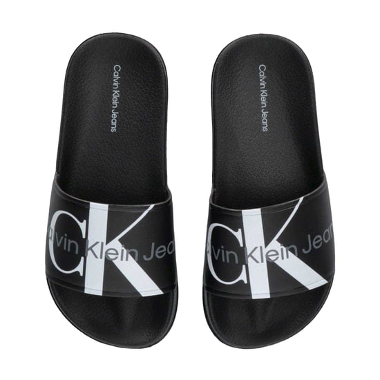 Calvin Klein Unisex Adult Logo Open Toe Flat Slides (Zwart) - Image 2