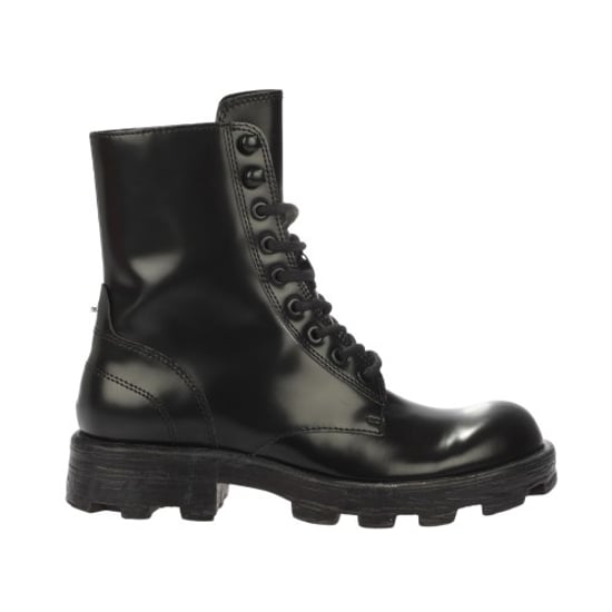 Diesel Leren combatlaarzen met veters voor dames van het merk Hammer (Zwart) - Image 1