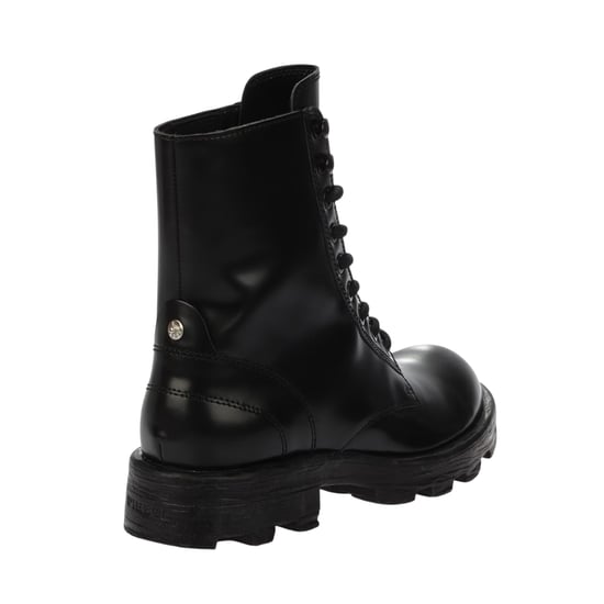 Diesel Leren combatlaarzen met veters voor dames van het merk Hammer (Zwart) - Image 2