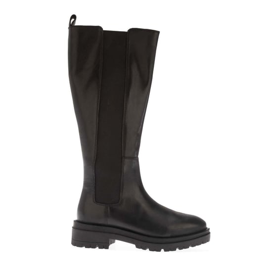 Dune London Leren kniehoge laarzen voor dames met elastische inzetstukken (Zwart) - Image 1