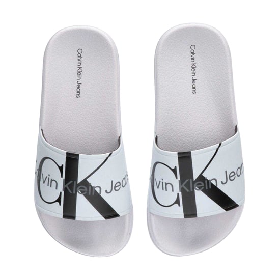Calvin Klein Unisex Adult Logo Open Toe Flat Slides (Wit) - Image 2