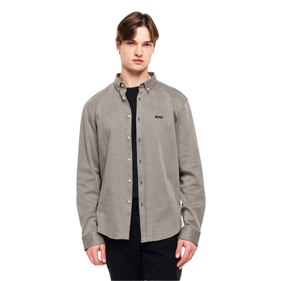 Boss Herenkatoenen shirt met Motion-logo (Donker Beige) - Image 1