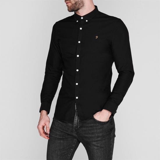 Farah Vintage Oxford-overhemd met lange mouwen en knoopsluiting voor heren (ZWART/GEEL) - Image 2