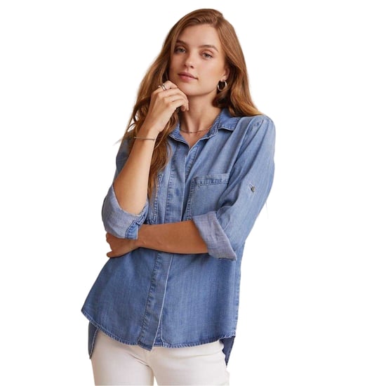 Bella Dahl Dames/Dames Denim Rugsplit Relaxed Fit Shirt met Lange Mouwen (Omberblauw) - Image 1