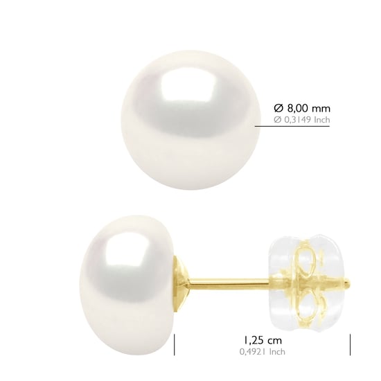 Oorbellen Geel Goud - Echte Gecultiveerde Zoetwaterparels Knop 8-9 mm - Image 2